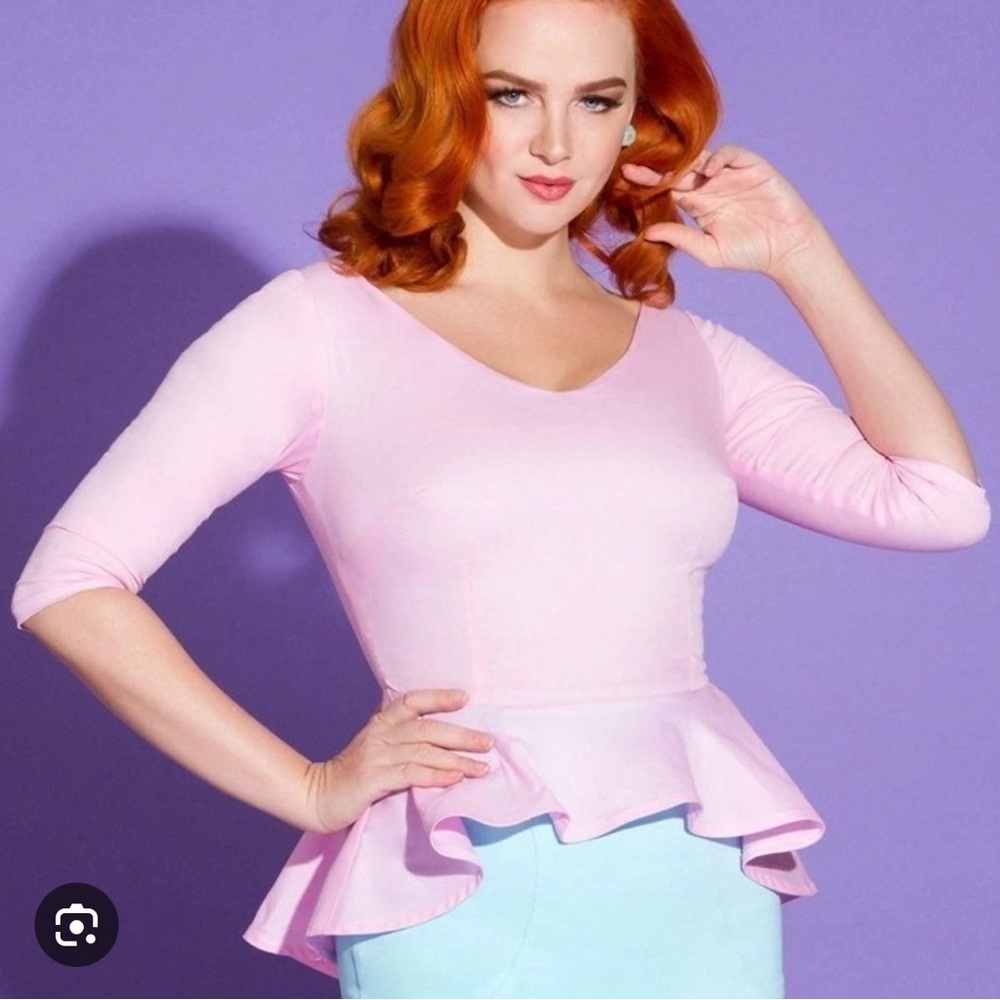NWT Pinup Couture Hayley Peplum light pink XS top